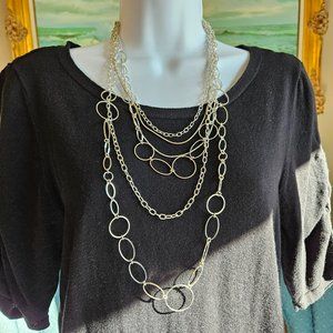 Women's Fashion Necklace Silver 6-Strand 31" to 34"-Item #561